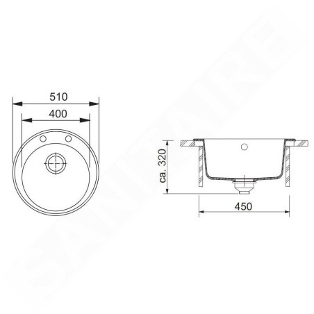 Franke Rondo - Évier en fragranit ROG 610, 510 mm, rond, pierre gris 114.0284.731