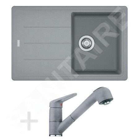 Franke Colonnes - Set de cuisine G57, évier en granit BFG 611-78, pierre gris + robinet FC 9547, pierre gris 114.0323.918