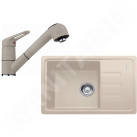 Franke Colonnes - Set de cuisine G118, évier en fragranit BSG 611-62 + robinet FC 9547.082, sahara 114.0440.848