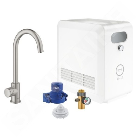 Grohe Blue Professional - Mitigeur d’évier Mono avec unité réfrigérante et filtration, supersteel 31302DC2