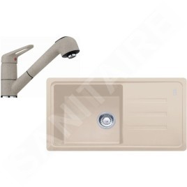 Franke Colonnes - Kit de cuisine G122, évier en fragranit BSG 611-78/39, sahara + robinet FC 9547.082, chrome/sahara