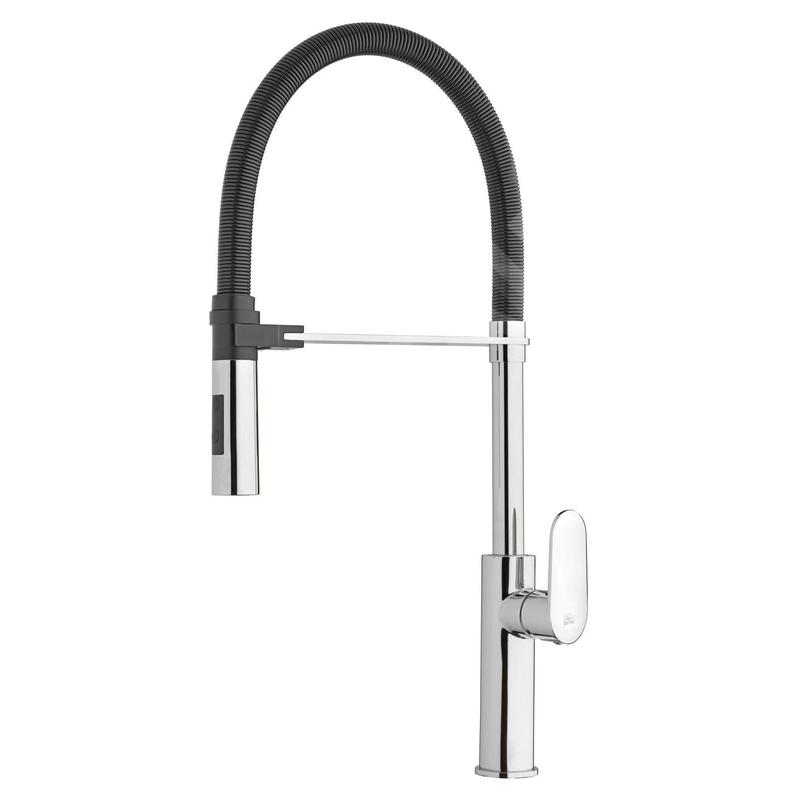 Paffoni Candy - Mitigeur d'évier avec douchette extractible, chrome/noir mat CA179CRNO