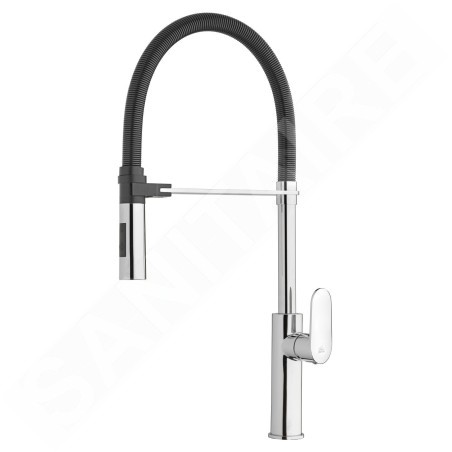 Paffoni Candy - Mitigeur d'évier avec douchette extractible, chrome/noir mat CA179CRNO