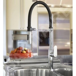 Paffoni Candy - Mitigeur d'évier avec douchette extractible, chrome/noir mat CA179CRNO