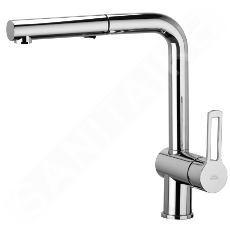 Paffoni Ringo - Mitigeur d'évier avec douchette extractible, chrome RIN285CR