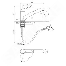 Ideal Standard CeraFlex - Robinetterie d’évier avec douchette extractible, BlueStart, chrome BC144AA
