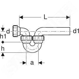 Geberit Accessoires - Siphon pour éviers, avec raccord à joint américain, entrée / sortie horizontale, d 56 mm, d1 56 mm