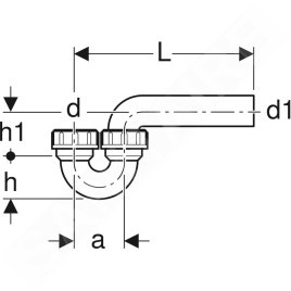 Geberit Accessoires - Siphon pour éviers, avec raccord à joint américain, entrée / sortie horizontale, d 40 mm, d1 40 mm