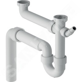 Geberit Accessoires - Siphon pour éviers double, avec embout cannelé équerre, sortie verticale, d 50 mm 152.553.11.1