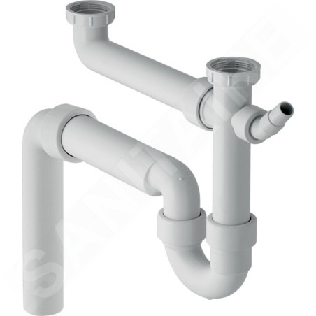 Geberit Accessoires - Siphon pour éviers double, avec embout cannelé équerre, sortie verticale, d 50 mm 152.553.11.1