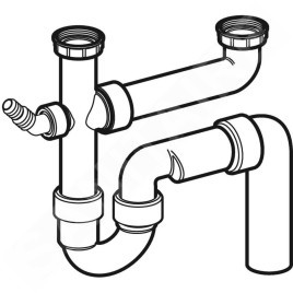 Geberit Accessoires - Siphon pour éviers double, avec embout cannelé équerre, sortie verticale, d 50 mm 152.553.11.1
