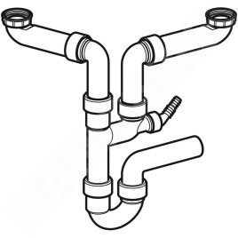 Geberit Accessoires - Siphon pour éviers double, avec embout cannelé équerre, sortie horizontale, D 40 mm 152.886.11.1