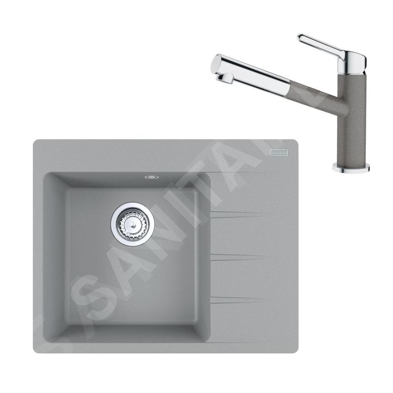 Franke Colonnes - Set G215, évier en fragranit CNG 611-62 TL / 2 et mitigeur FC 3055.084, pierre grise / chrome 114.0650.773 Franke Colonnes - Set G215, évier en fragranit CNG 611-62 TL / 2 et mitigeur FC 3055.084, pierre grise / chrome 114.0650.773