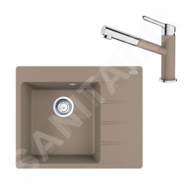 Franke Colonnes - Set G215, évier en fragranit CNG 611-62 TL / 2 et mitigeur FC 3055.424, cachemire / chrome 114.0650.770
