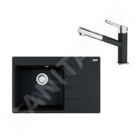 Franke Colonnes - Set G219, évier en fragranit CNG 611-78 TL / 2 et mitigeur FC 3055.071, onyx / chrome 114.0650.826
