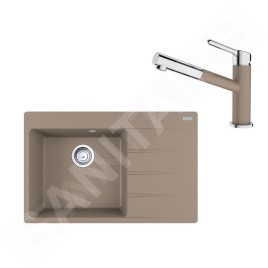 Franke Colonnes - Set G219, évier en fragranit CNG 611-78 TL / 2 et mitigeur FC 3055.424, cachemire / chrome 114.0650.824