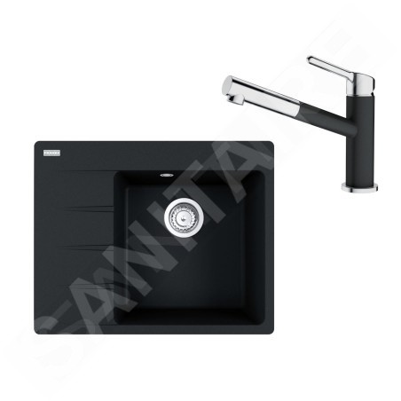 Franke Colonnes - Set G223, évier en fragranit CNG 611-62 TL / 7 et mitigeur FC 3055.071, onyx / chrome 114.0650.776