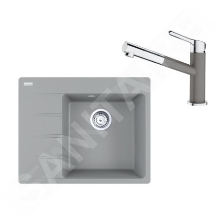 Franke Colonnes - Set G223, évier en fragranit CNG 611-62 TL / 7 et mitigeur FC 3055.084, pierre grise 114.0650.777