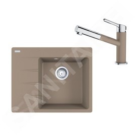 Franke Colonnes - Set G223, évier en fragranit CNG 611-62 TL / 7 et mitigeur FC 3055.424, cachemire / chrome 114.0650.774