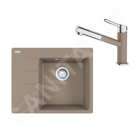 Franke Colonnes - Set G223, évier en fragranit CNG 611-62 TL / 7 et mitigeur FC 3055.424, cachemire / chrome 114.0650.774