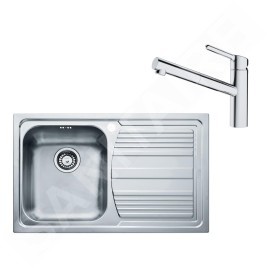 Franke Colonnes - Set N83, évier en inox LLX 611/2 et mitigeur FC 3055.031, inox / chrome 101.0650.597