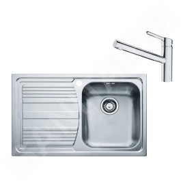 Franke Colonnes - Set N86, évier en inox LLX 611/7 et mitigeur FC 3054.031, inox / chrome 101.0650.596