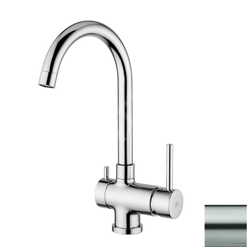 Paffoni Stick - Mitigeur d'évier avec vanne d'arrêt, inox SK184ST
