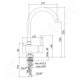 Paffoni Stick - Mitigeur d'évier avec vanne d'arrêt, inox SK184ST