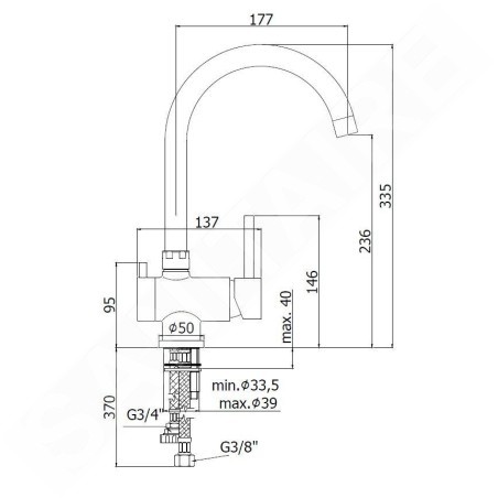 Paffoni Stick - Mitigeur d'évier avec vanne d'arrêt, inox SK184ST