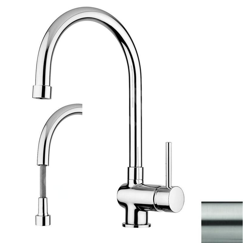 Paffoni Stick - Mitigeur d'évier avec douchette extractible, inox SK185ST