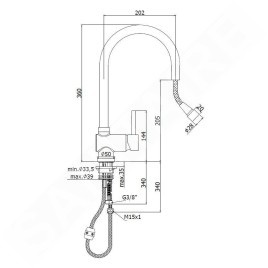 Paffoni Stick - Mitigeur d'évier avec douchette extractible, inox SK185ST