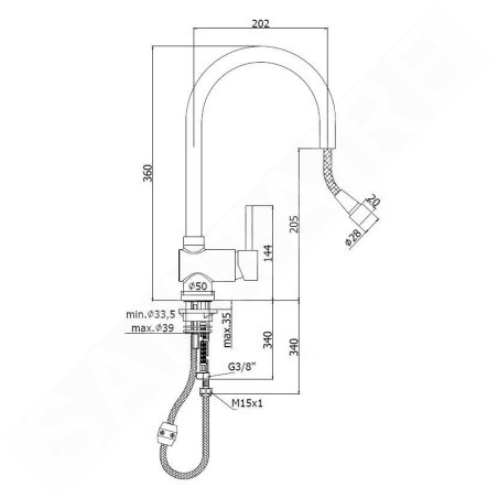 Paffoni Stick - Mitigeur d'évier avec douchette extractible, inox SK185ST