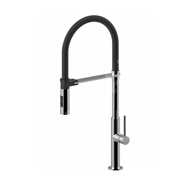 Paffoni Chef - Mitigeur d'évier avec bras flexible, chrome/noir mat CH179CRNO