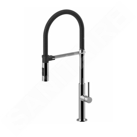Paffoni Chef - Mitigeur d'évier avec bras flexible, chrome/noir mat CH179CRNO