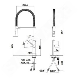 Paffoni Chef - Mitigeur d'évier avec bras flexible, chrome/noir mat CH179CRNO