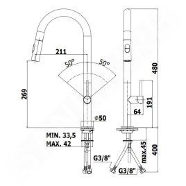 Paffoni Chef - Mitigeur d'évier avec douchette extractible, chrome CH185CR