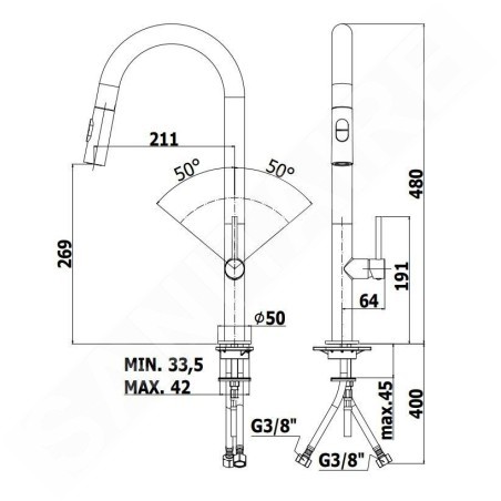 Paffoni Chef - Mitigeur d'évier avec douchette extractible, chrome CH185CR