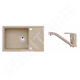 Alveus Sets - Ensemble d'évier Intermezzo 130 et la robinetterie Nina, beige SETA014