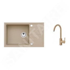 Alveus Sets - Ensemble d'évier Intermezzo 130 et la robinetterie Tonia, beige SETA025