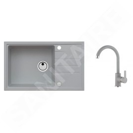 Alveus Sets - Ensemble d'évier Intermezzo 130 et la robinetterie Tonia, concrete SETA026