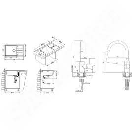 Alveus Sets - Ensemble d'évier Intermezzo 130 et la robinetterie Tonia, concrete SETA026