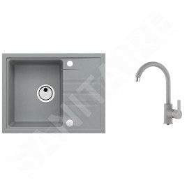 Alveus Sets - Ensemble d'évier Intermezzo 30 et robinetterie Tonia, concrete SETA360