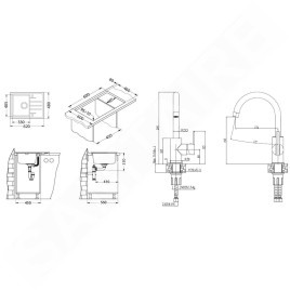 Alveus Sets - Ensemble d'évier Intermezzo 30 et robinetterie Tonia, concrete SETA360
