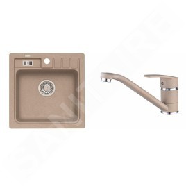 Alveus Sets - Ensemble d'évier Niagara 20 et la robinetterie Nina, beige SETA091