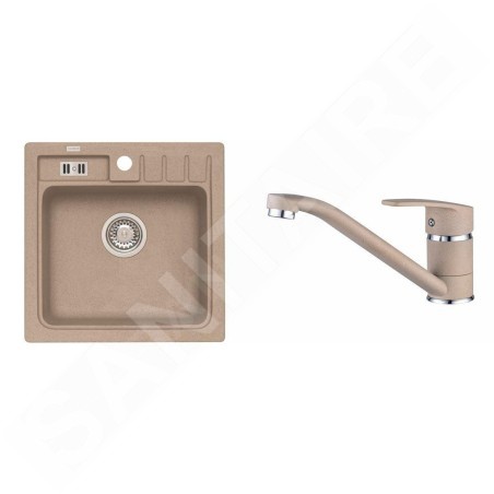 Alveus Sets - Ensemble d'évier Niagara 20 et la robinetterie Nina, beige SETA091