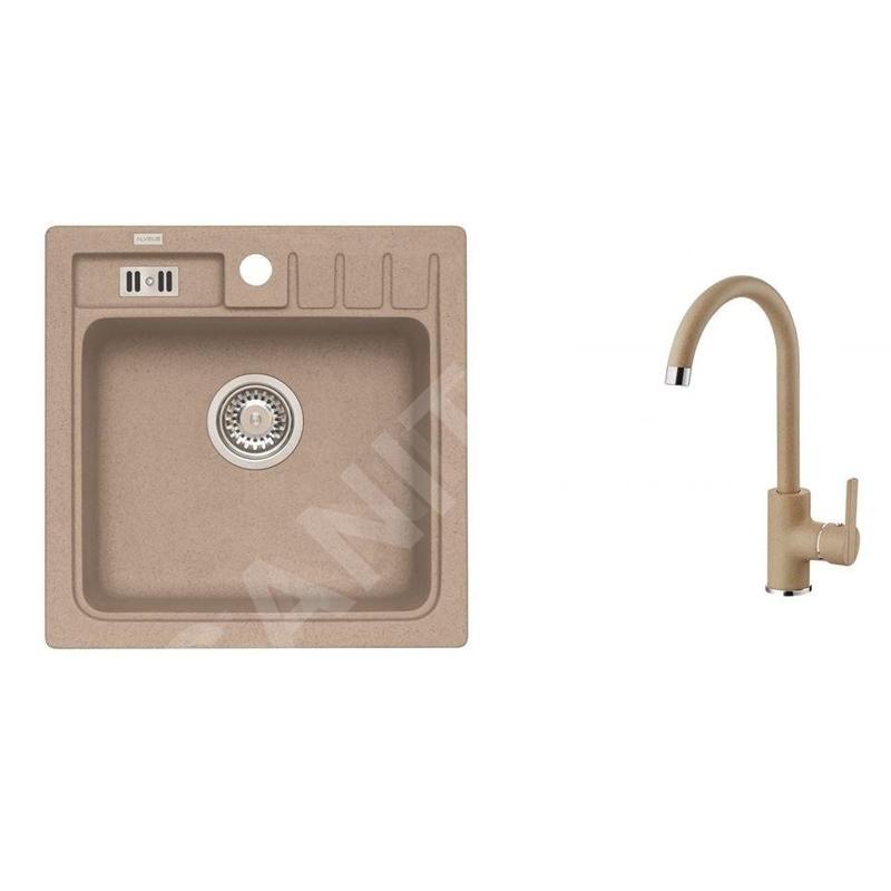 Alveus Sets - Ensemble d'évier Niagara 20 et la robinetterie Tonia, beige SETA102