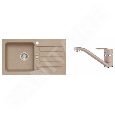 Alveus Sets - Ensemble d'évier Niagara 30 et la robinetterie Nina, beige SETA141