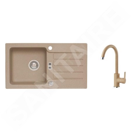 Alveus Sets - Ensemble d'évier Niagara 30 et la robinetterie Tonia, beige SETA152