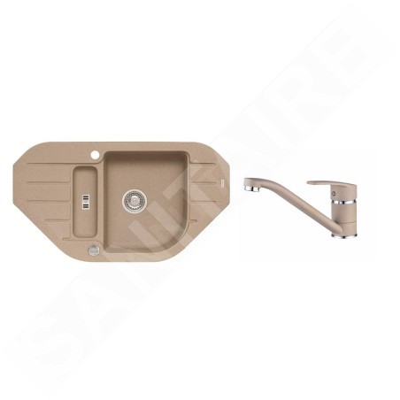 Alveus Sets - Ensemble d'évier Niagara 60 et la robinetterie Nina, beige SETA154