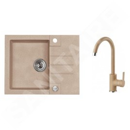 Alveus Sets - Ensemble d'évier Rock 30 et la robinetterie Tonia, beige SETA052